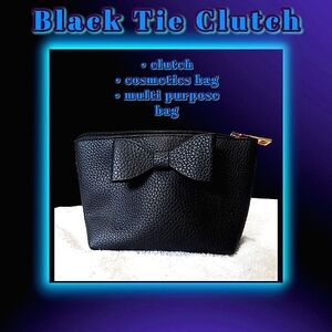 Black Tie Clutch | Cosmetics Bag | Multi Purpose Bag | Maybe Malibu Skye Clutch